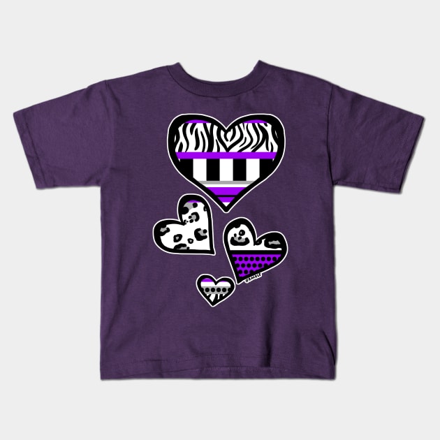 Purple Y2K Busy Stripes Kids T-Shirt by Jan Grackle